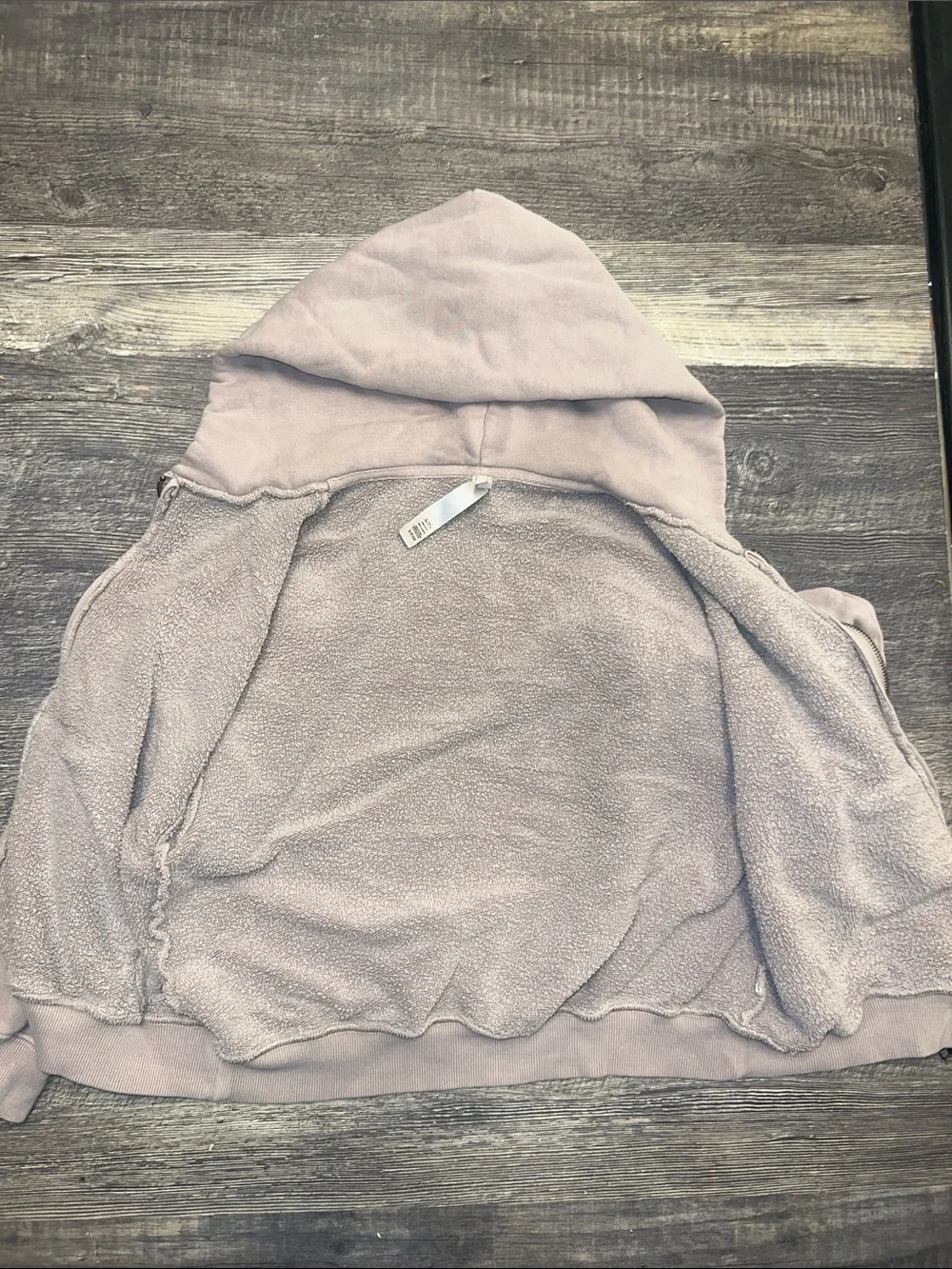 SKIMS Dusty Mauve Cropped Full Zip Hoodie Jacket Women's Size Small